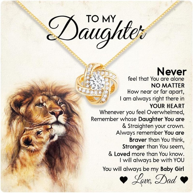Larvincy To My Daughter Necklace From Dad With Heartfelt Message & Elegant Box, Gifts For Daughter From Father, Beautiful Jewelry Gift From Love Daddy On Graduation, Birthday, Wedding, Christmas - Image 1